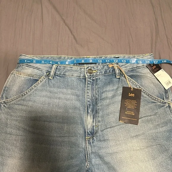 Lee Vintage Modern High Rise Dungaree Ankle Painters Jeans Carpenter - Picture 6 of 11